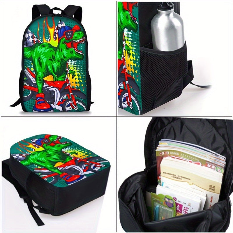 Kit Escolar com Estampa de Dinossauro - Mochila, Lancheira e Estojo