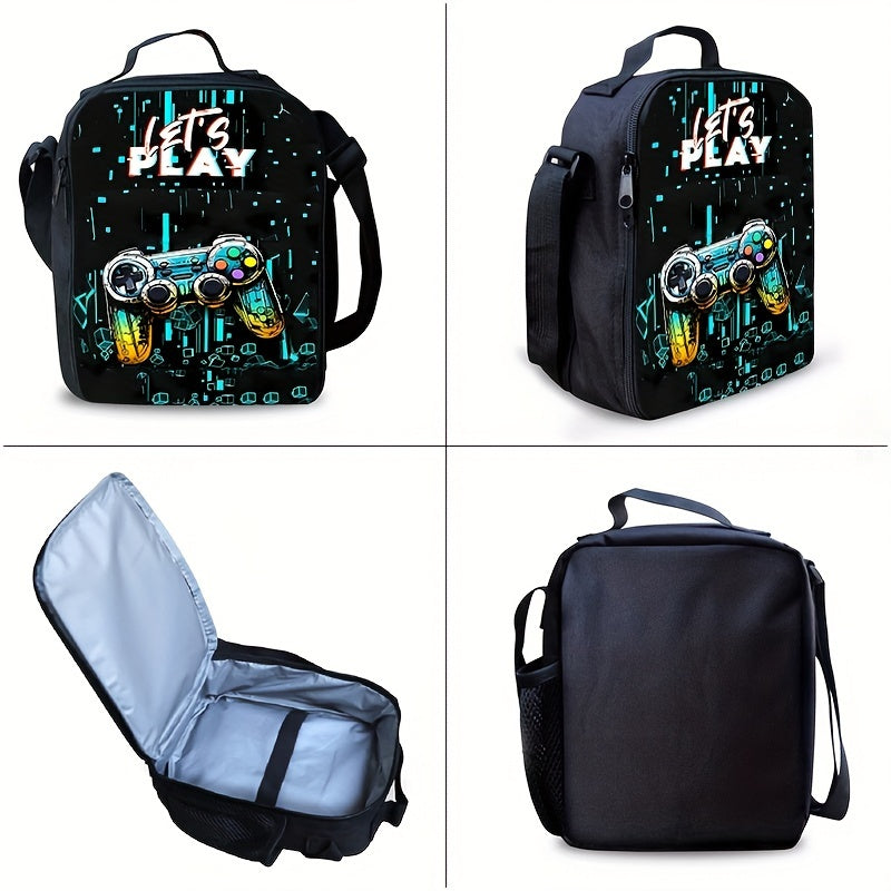 Kit Escolar com Tema Gamer e Grande Capacidade - Mochila, Lancheira e Estojo