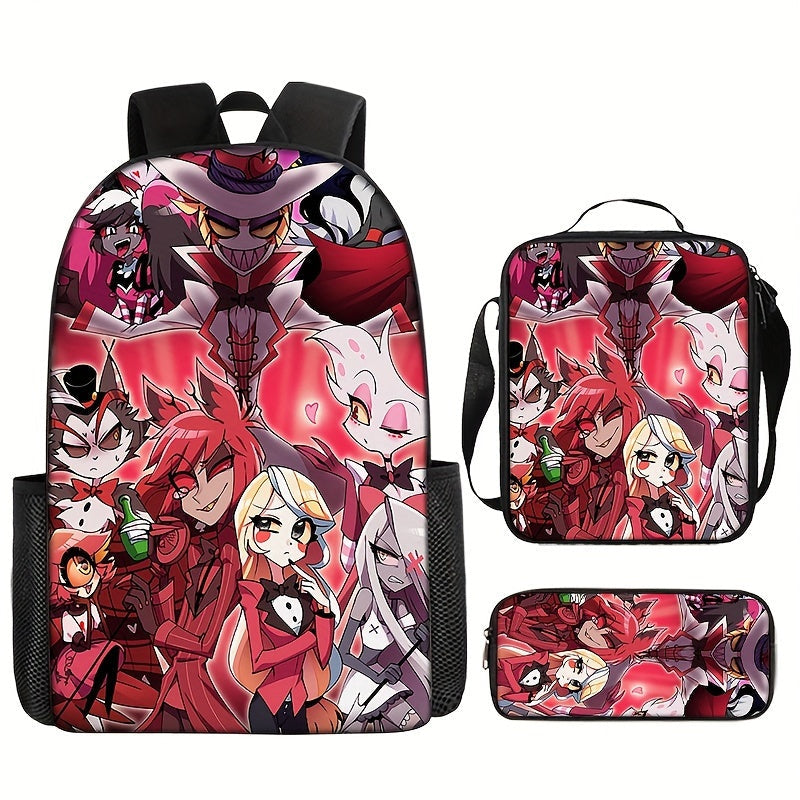 Kit Escolar com Tema de Anime - Mochila, Lancheira e Estojo