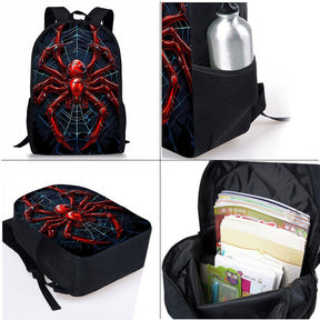 Kit Escolar com Design de Teia de Aranha - Mochila, Lancheira e Estojo