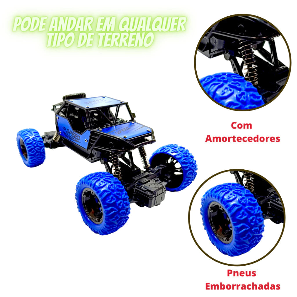 Carrinho de Controle Remoto Off Road Monster C/ 2 Motores Recarregável