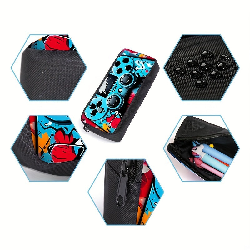 Kit Escolar com Estampa de Controle de Jogo - Mochila, Lancheira e Estojo