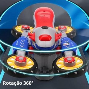 Motocicleta Elétrica Rotativa de Quatro Rodas com Luzes