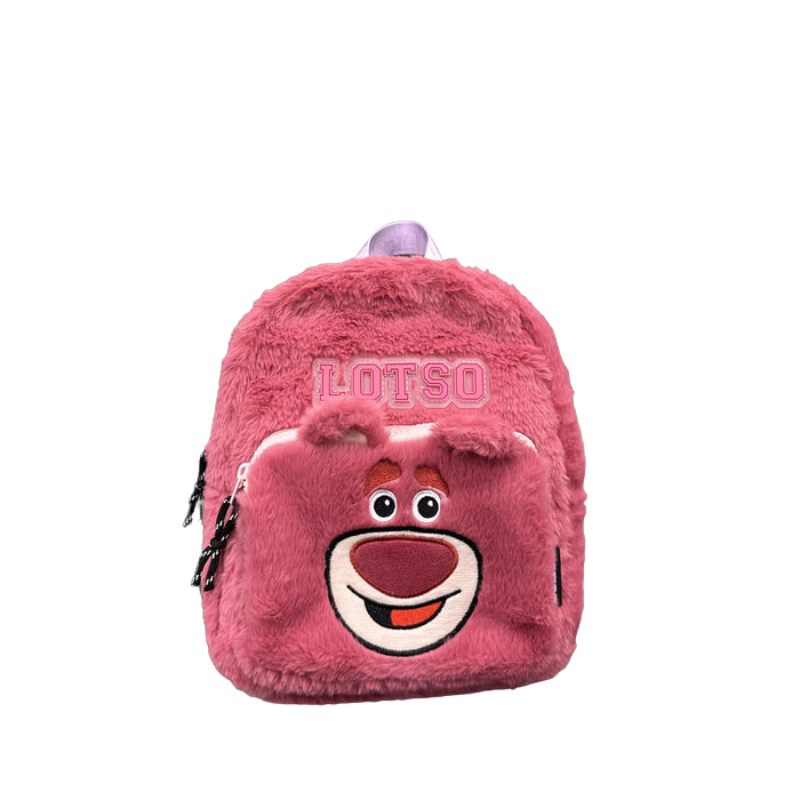 Mochila Escolar Feminina de Pelúcia Urso