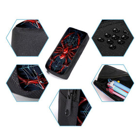 Kit Escolar com Design de Teia de Aranha - Mochila, Lancheira e Estojo